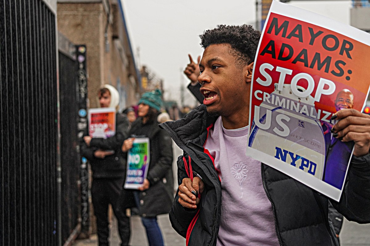 Protesters at Mayor Adams State of the City address