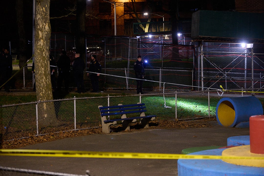 Brooklyn police at scene where teenager was shot
