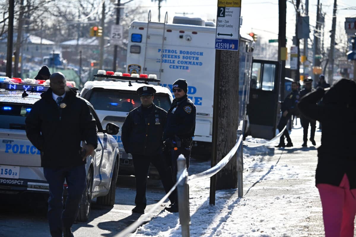 Police at scene of double stabbing in Queens