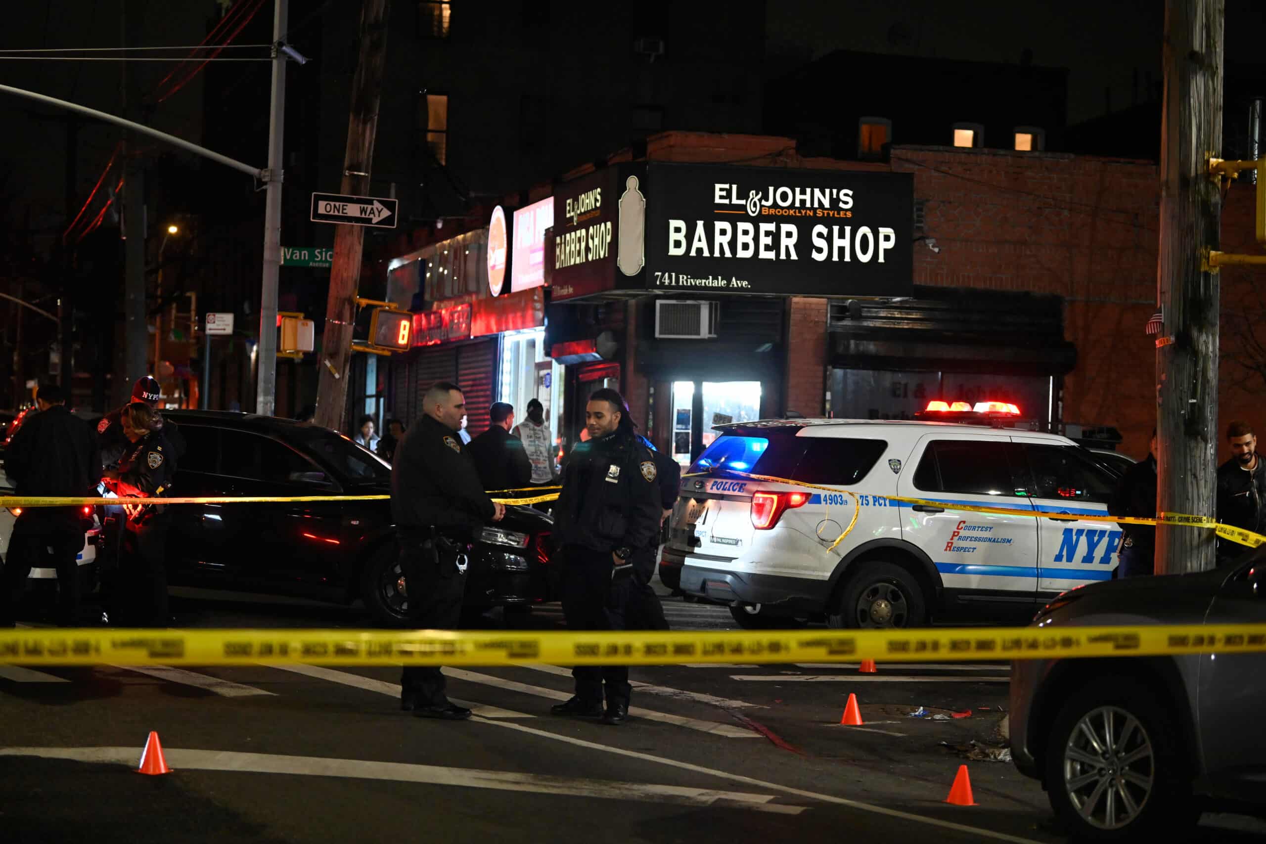 Police at Brooklyn shooting scene