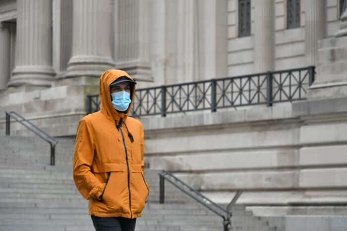 Man wearing mask amid COVID outbreak