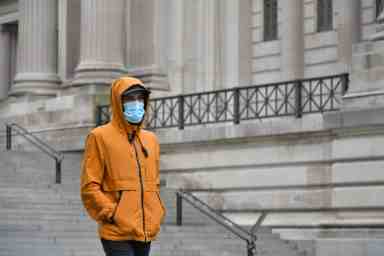 Man wearing mask amid COVID outbreak