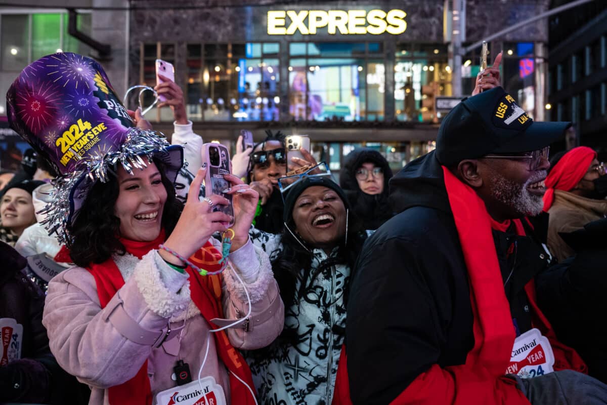 New Year's revelers in Times Square 2024