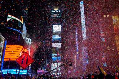 Confetti rains down on Times Square on New Year's 2024