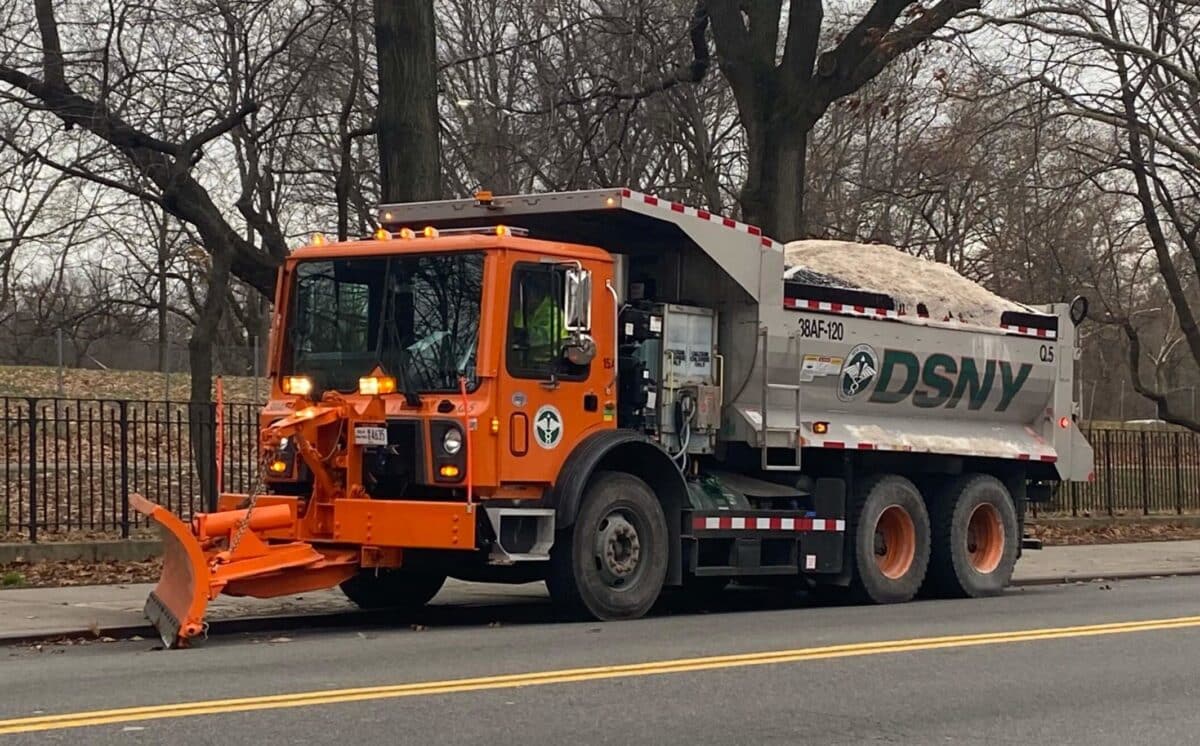 Sanitation Department salt spreader ready for winter storm