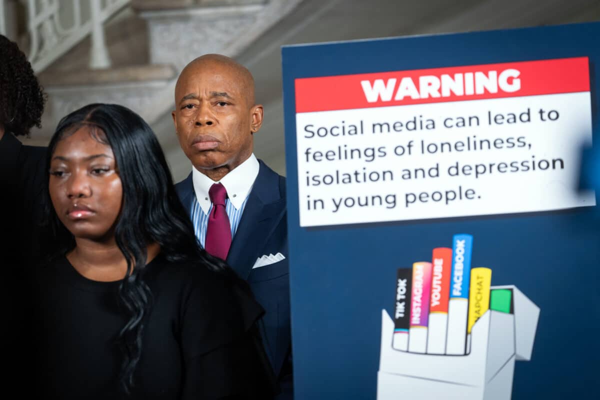 Mayor Eric Adams announces lawsuit against social media giants