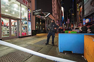 Police at scene of Times Square stabbing