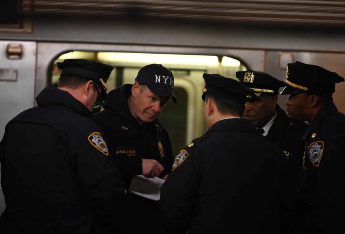 NYPD officers at scene of subway crime