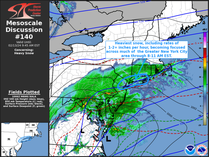 SNOW IN THE CITY: Winter storm poised to deliver Big Apple's biggest snowfall in more than 2 years 4 Winter storm image from National Weather Service