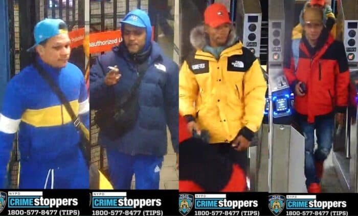 Four of the suspects in the pair of North Face robberies.