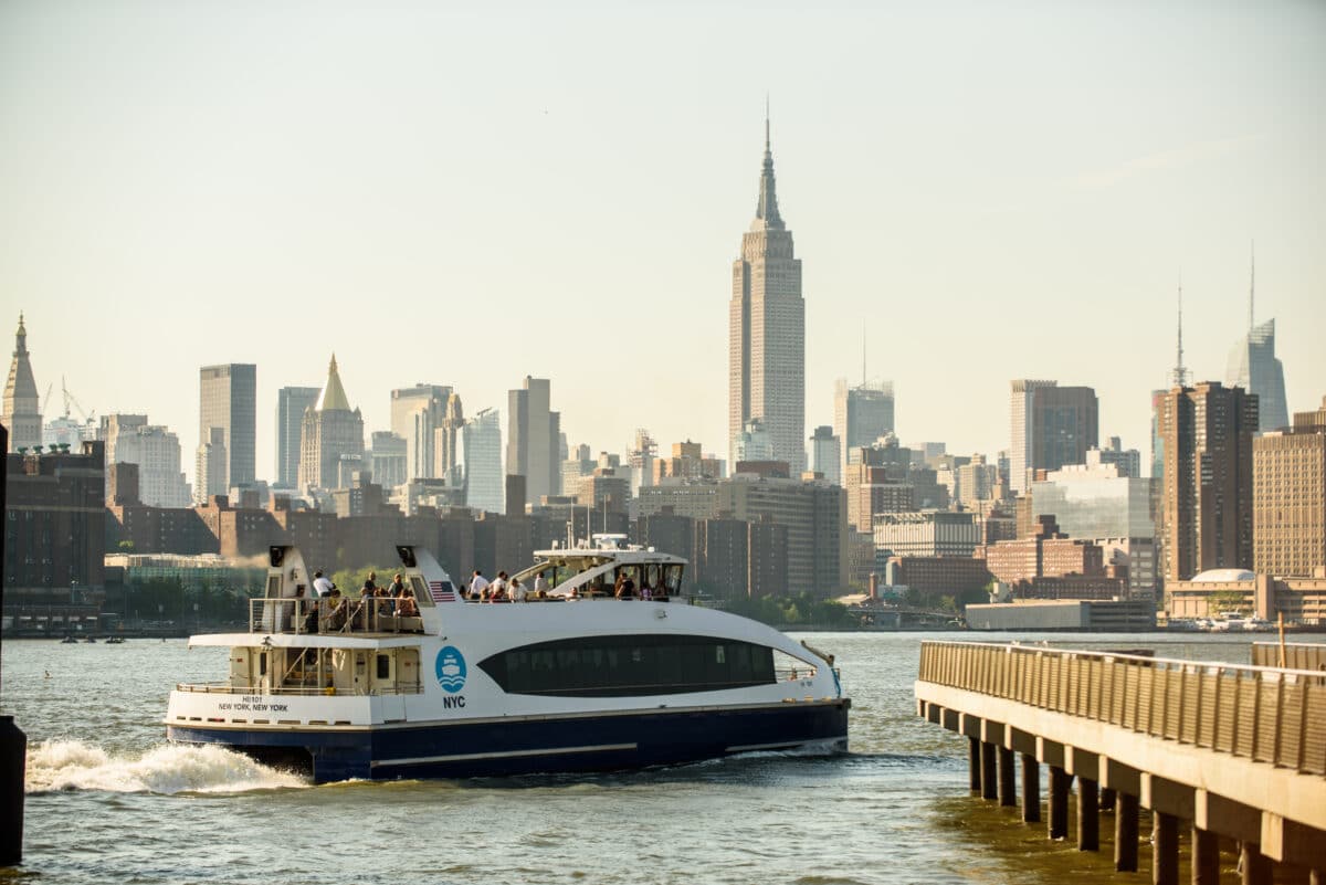 NYC Ferry in operation on East River