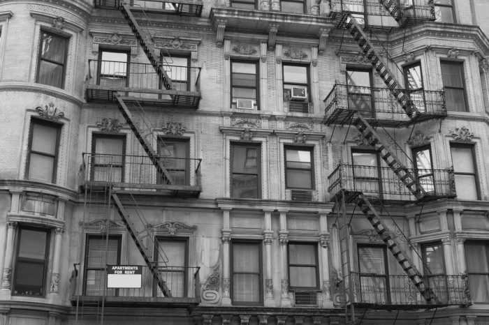 Fire escape in black and white