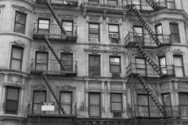 Fire escape in black and withe