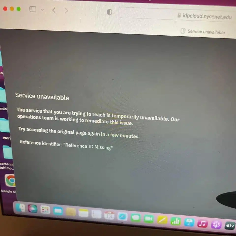 Remote learning log-in error message
