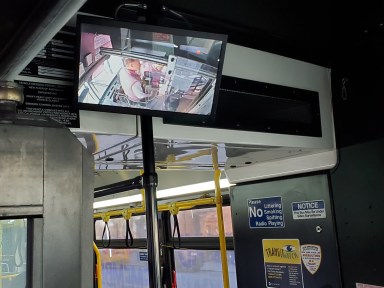 MTA CCTV monitor on a bus