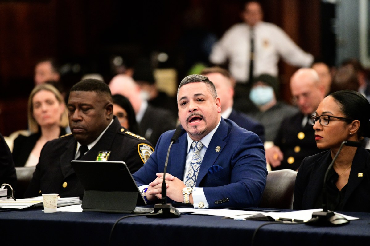 NYPD Commissioner Edward Caban speaks at City Council hearing