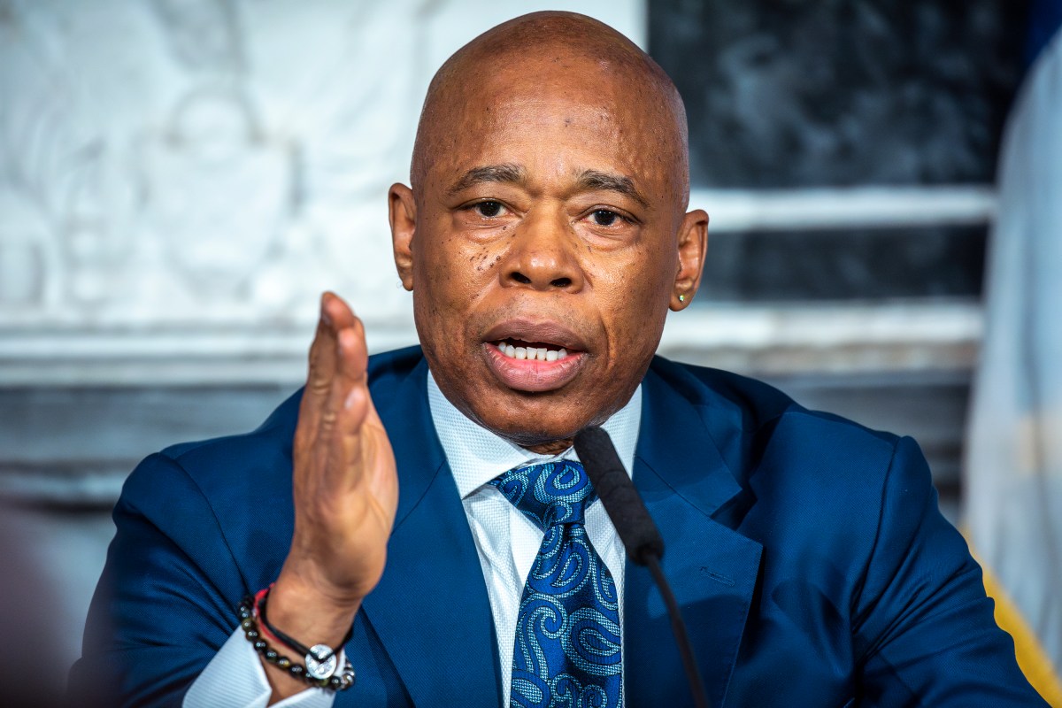 New York City Mayor Eric Adams speaks during a news conference at City Hall in New York, Tuesday, March 19, 2024.