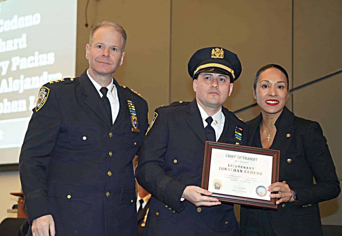 NYPD brass recognize heroic transit officer