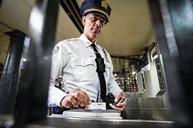 NYPD chief swipes MetroCard at subway station turnstile