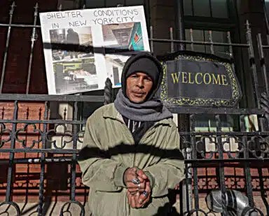 Formerly homeless man advocates in East Village over shelter conditions