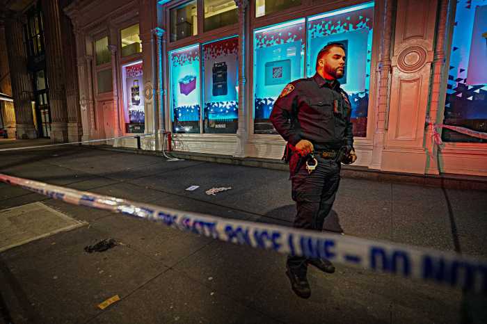 Police at scene in Flatiron District where man was assaulted with a bike lock