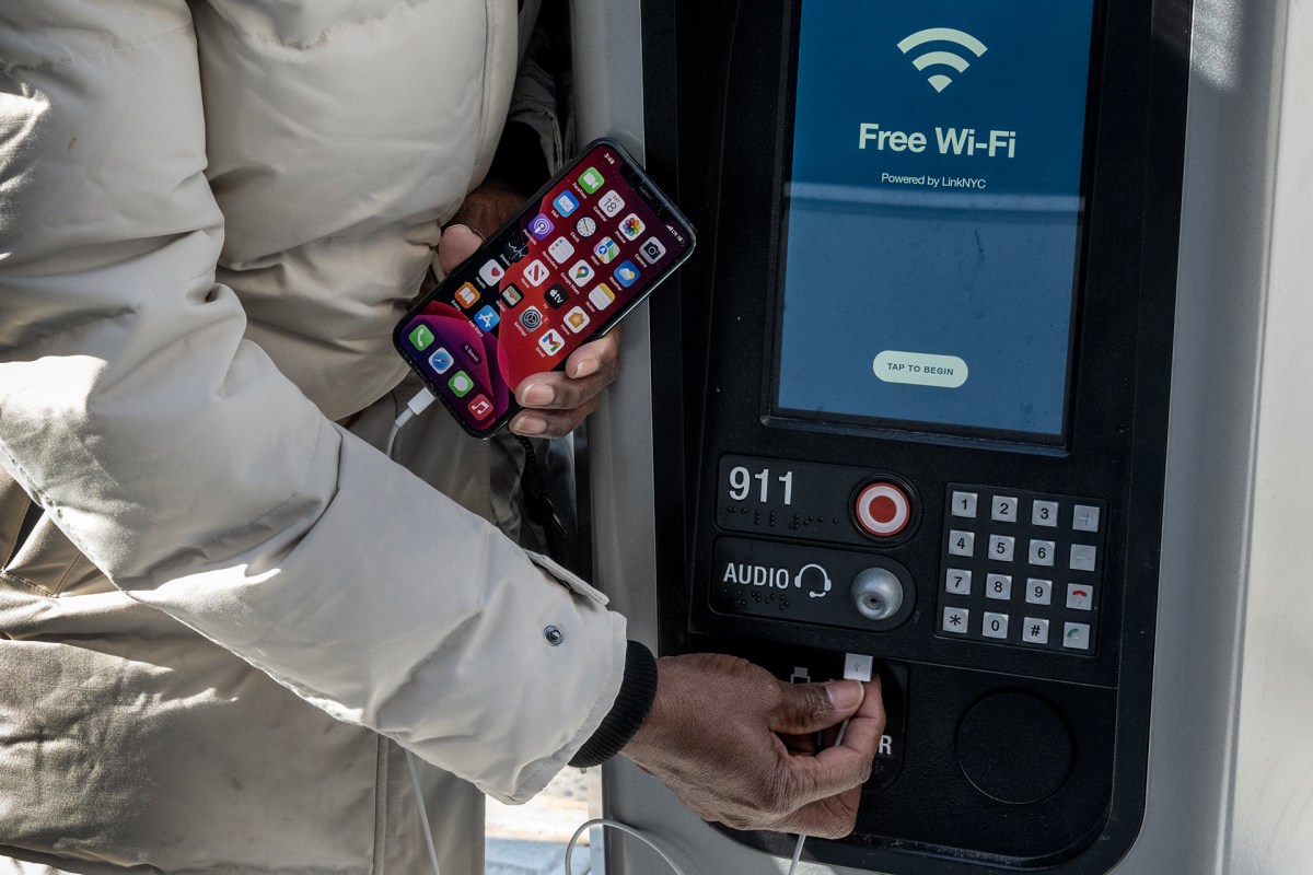 Connect your phone at the LinkNYC Tower in Queens