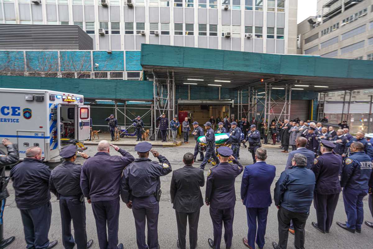 NYPD officers salute body of Officer Jonathan Diller