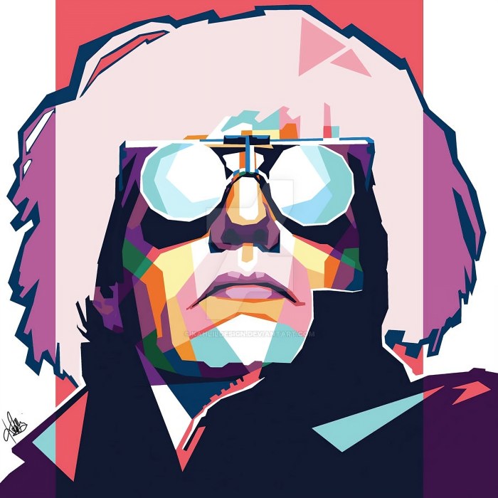Andy Warhol depicted in pop art