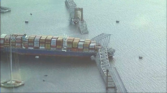 Parts of the Baltimore bridge that collapsed with freighter that struck it