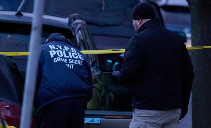 Brooklyn teen dead after being shot in the mouth and torso: cops 3 police at a crime scene outside after Brooklyn man shot