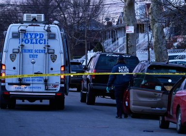 police at a crime scene outside after Brooklyn man shot