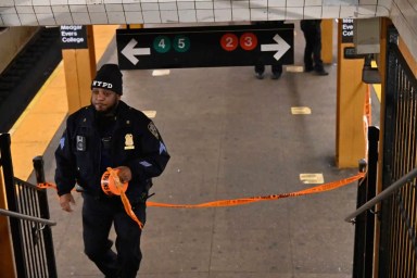 Brooklyn subway shooting scene