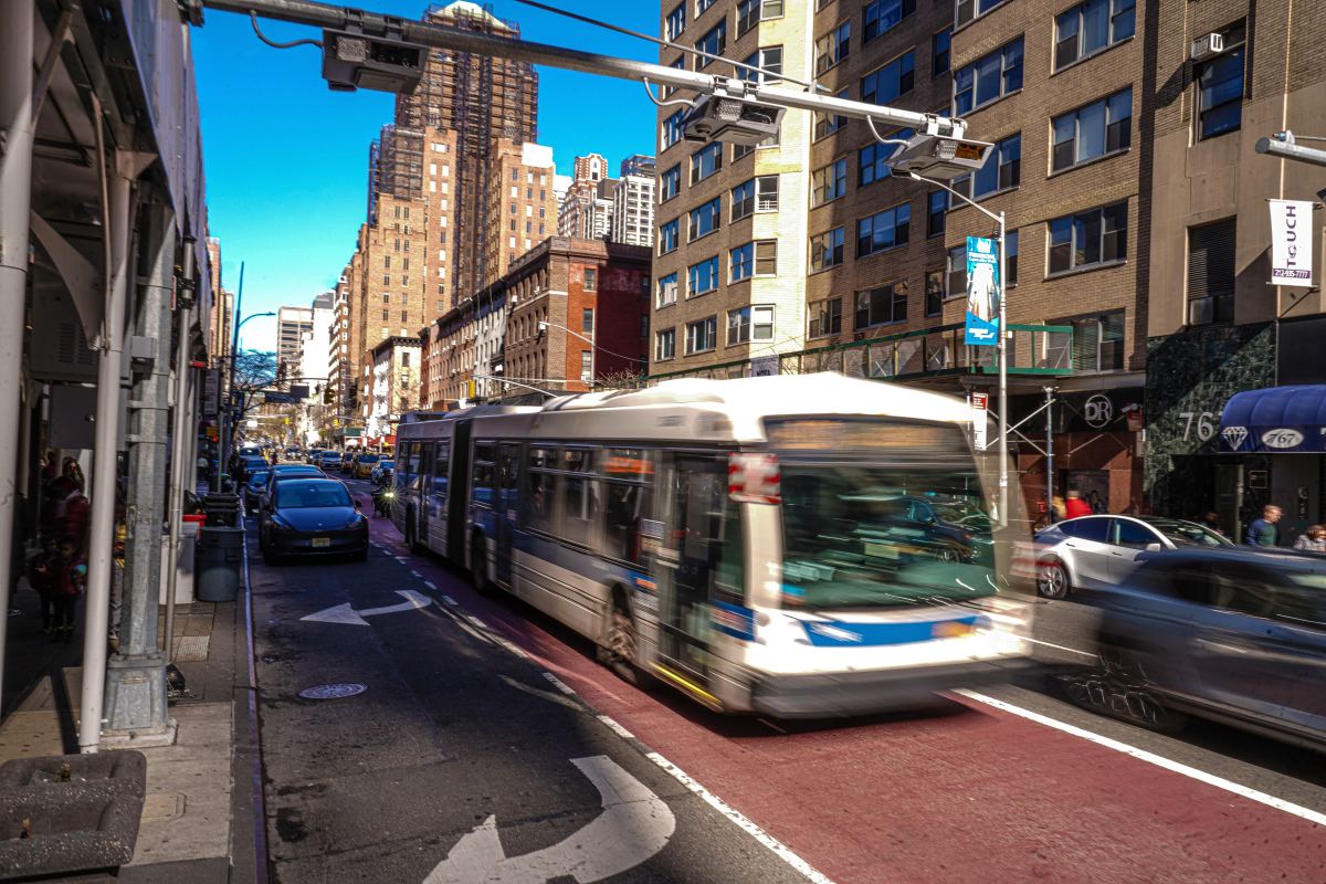 MTA bus and congestion pricing gantry