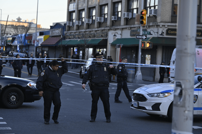 Police officers at Queens scene where Police Officer Jonathan Diller was killed