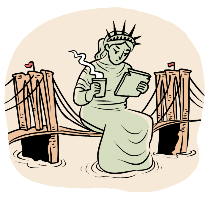 Statue of Liberty illustration at Brooklyn Bridge