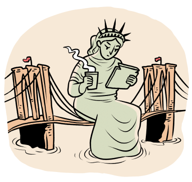 Statue of Liberty illustration at Brooklyn Bridge