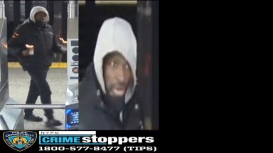 photo showing man wearing gray hooded sweatshirt, throwing flammable liquid on train platform