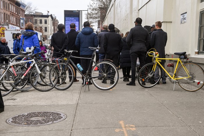 Bicyclists attend MTA press conference