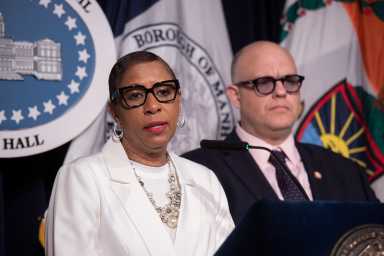 City Council Speaker Adrienne Adams and Council Member Justin Brannan speak about casino zoning