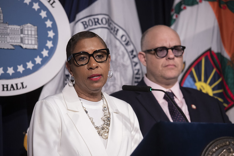 City Council Speaker Adrienne Adams and Council Member Justin Brannan speak about casino zoning