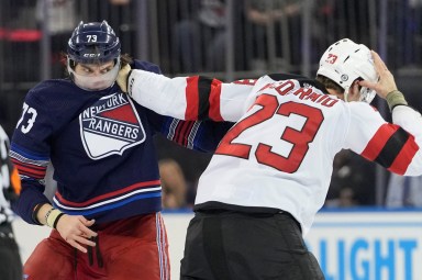 Rangers' Matt Rempe in fight with New Jersey Devil