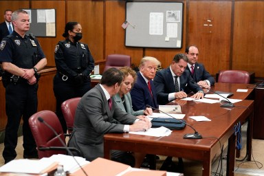 Donald Trump and lawyers at arraignment in Manhattan