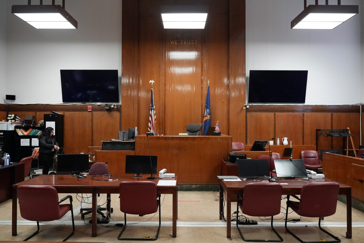 Empty Manhattan courtroom where Donald Trump will face trial before jurors
