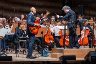 Bernie Williams with Gustavo Dudamel and the New York Philharmonic