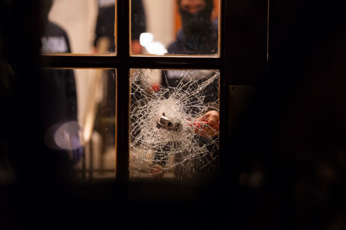 Smashed window at Columbia University