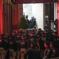NYPD officers in riot gear enter Columbia University