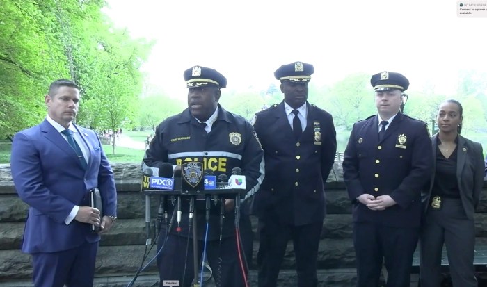 NYPD chiefs talk in Central Park about crime increase
