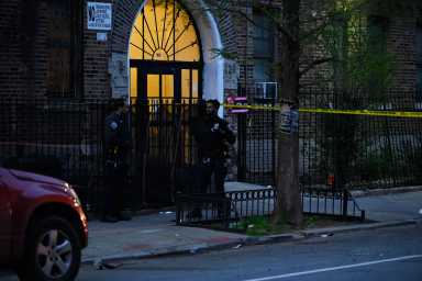 Police at scene where man was shot dead in Brooklyn