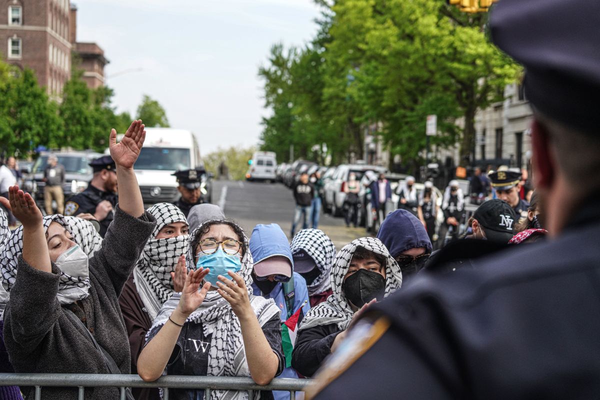 Protesters outside Columbia University