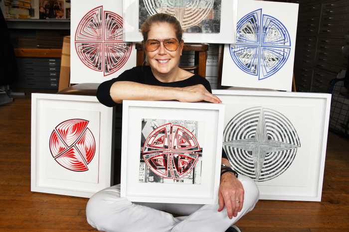 Elizabeth Gregory-Gruen with her op art
